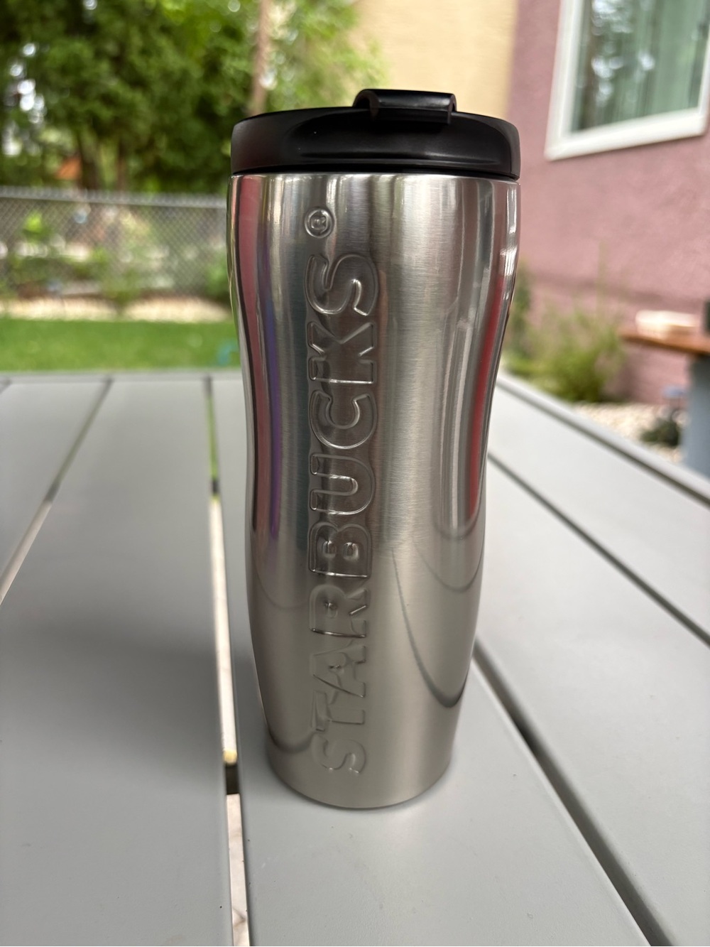 Starbucks Silver Stainless Travel Mug with Black Lid